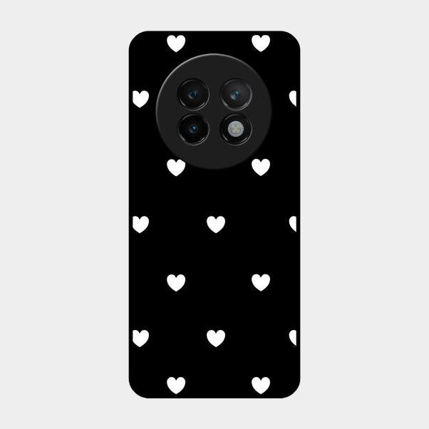 Heart Pattern Black Glass Case Cover For Realme 13 Plus 5G