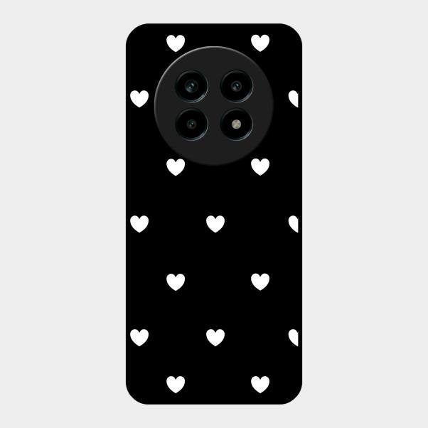 Heart Pattern Black Glass Case Cover For Realme 13 Pro Plus 5G