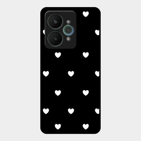 Heart Pattern Black Glass Case Cover For Realme 15 5G