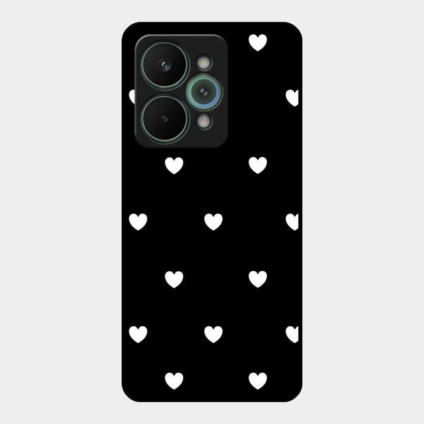 Heart Pattern Black Glass Case Cover For Realme 15 Pro 5G