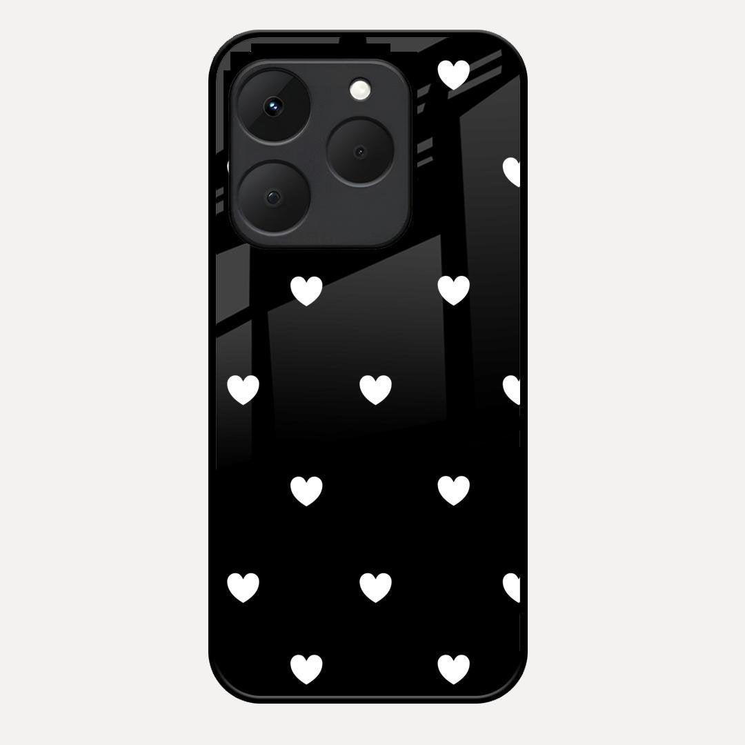 Heart Pattern Black Glass Case Cover For Realme 15T 5G