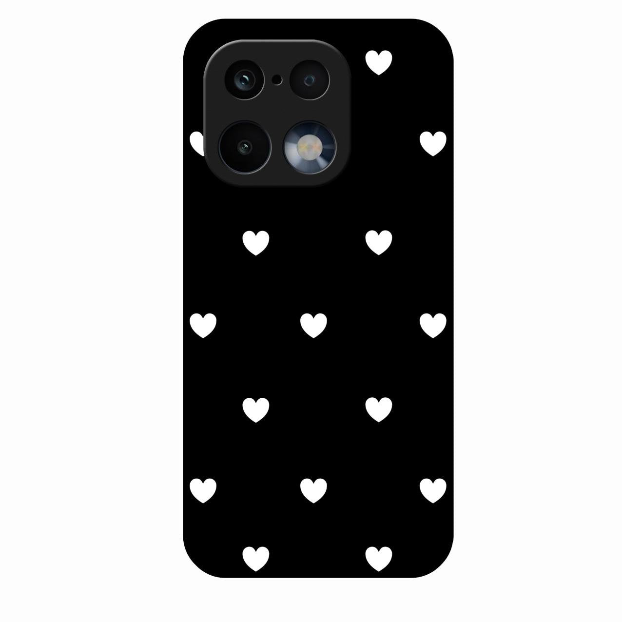 Heart Pattern Black Glass Case Cover For Realme 16 Pro 5G