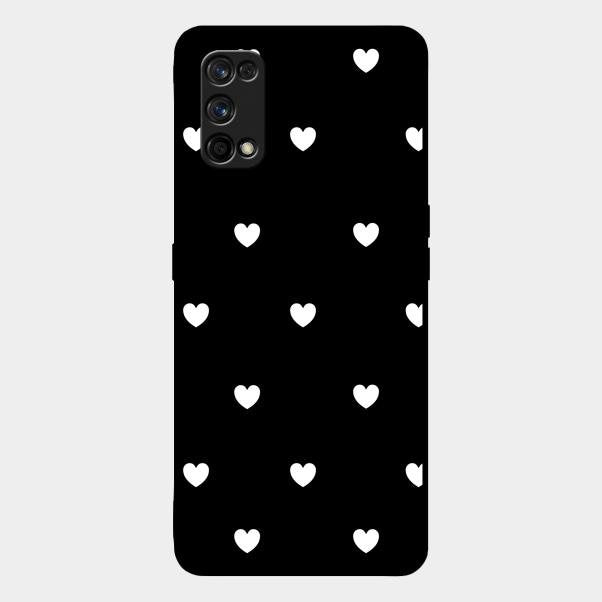 Heart Pattern Black Glass Case Cover For Realme 7 Pro