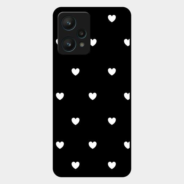 Heart Pattern Black Glass Case Cover For Realme 9 Pro 5G