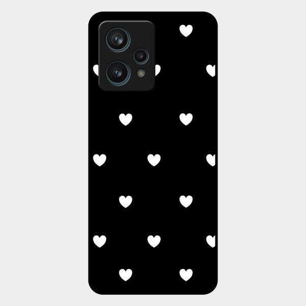 Heart Pattern Black Glass Case Cover For Realme 9 Pro Plus 5G