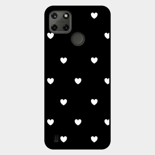 Heart Pattern Black Glass Case Cover For Realme C21Y