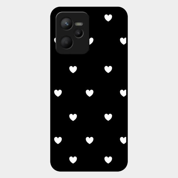 Heart Pattern Black Glass Case Cover For Realme C35
