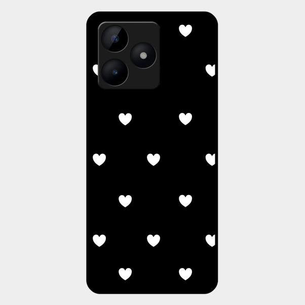 Heart Pattern Black Glass Case Cover For Realme C53