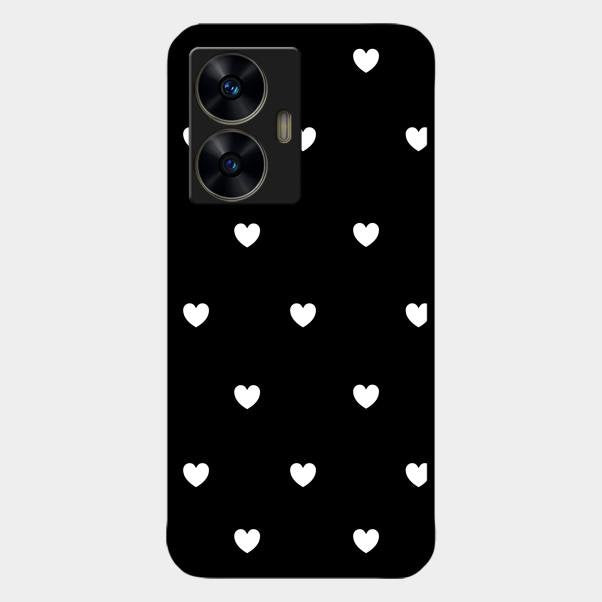 Heart Pattern Black Glass Case Cover For Realme C55