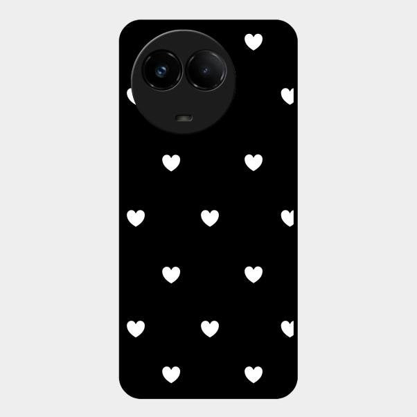 Heart Pattern Black Glass Case Cover For Realme - ShopOnCliQ