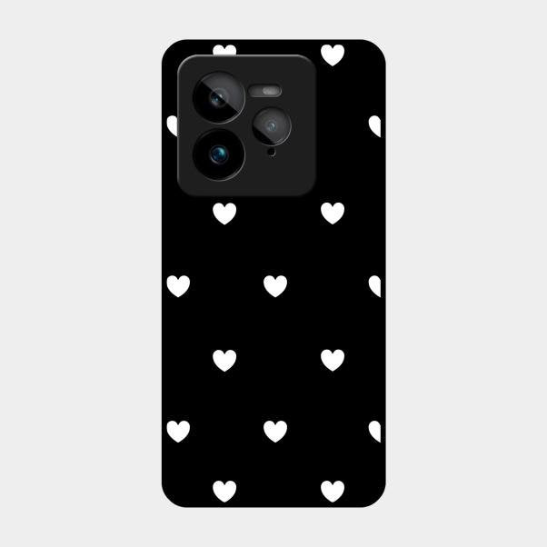 Heart Pattern Black Glass Case Cover For Realme Gt 7 Pro