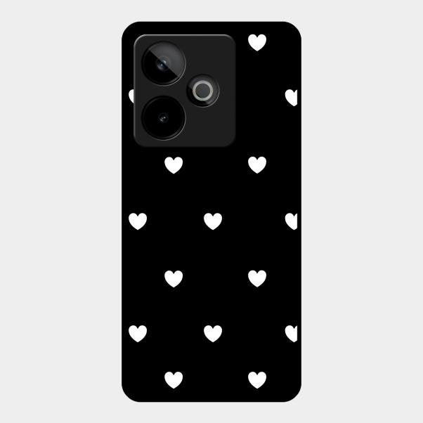Heart Pattern Black Glass Case Cover For Realme Gt 7T 5G