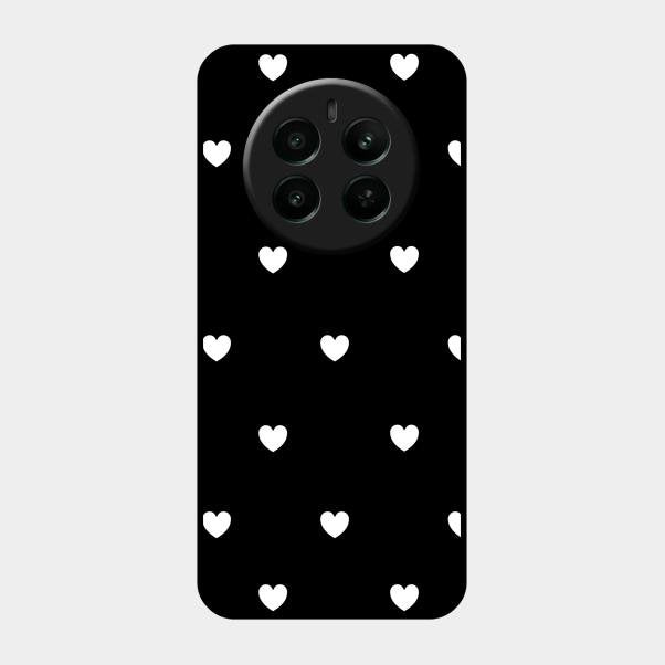 Heart Pattern Black Glass Case Cover For Realme Narzo 70 Pro 5G