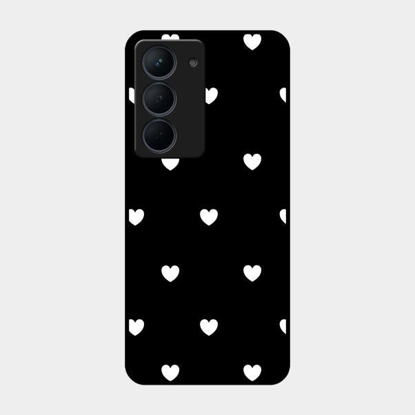 Heart Pattern Black Glass Case Cover For Realme Narzo 80X 5G