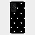 Heart Pattern Black Glass Case Cover For Redmi 11 Prime 4G