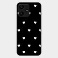 Heart Pattern Black Glass Case Cover For Redmi 12 5G