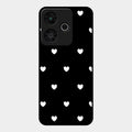Heart Pattern Black Glass Case Cover For Redmi 13 5G