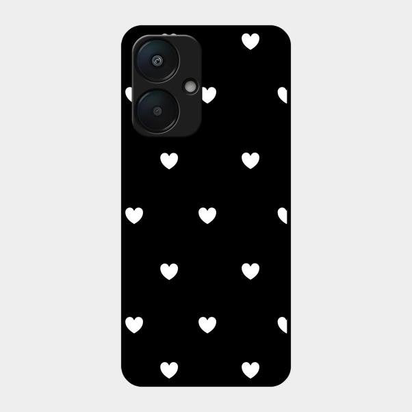 Heart Pattern Black Glass Case Cover For Redmi 13C 5G