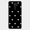 Heart Pattern Black Glass Case Cover For Redmi 9 Prime
