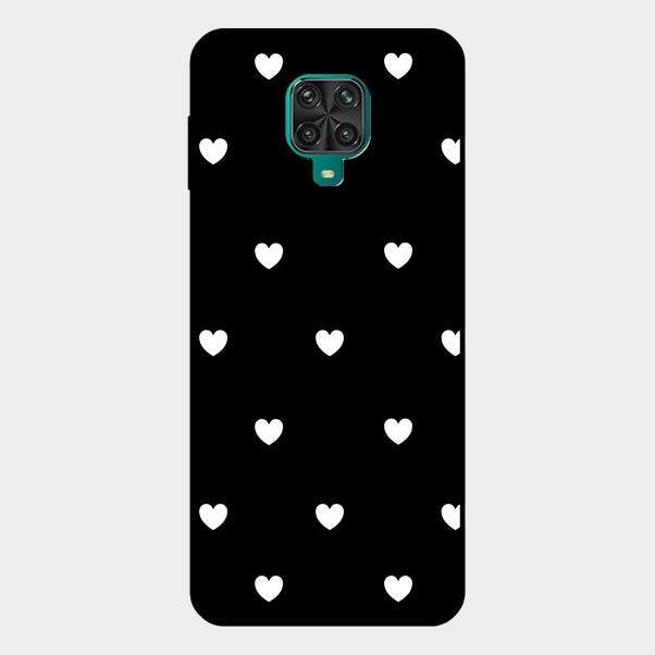Heart Pattern Black Glass Case Cover For Redmi Note 10 Lite
