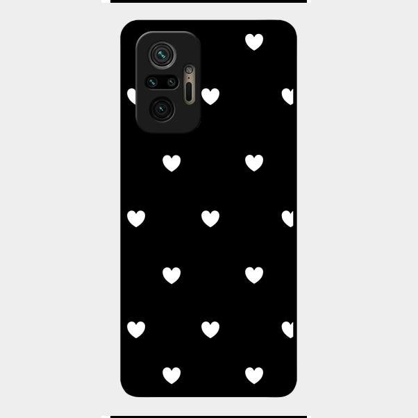 Heart Pattern Black Glass Case Cover For Redmi Note 10 Pro Max