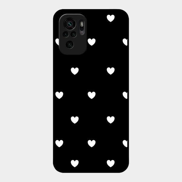 Heart Pattern Black Glass Case Cover For Redmi Note 10