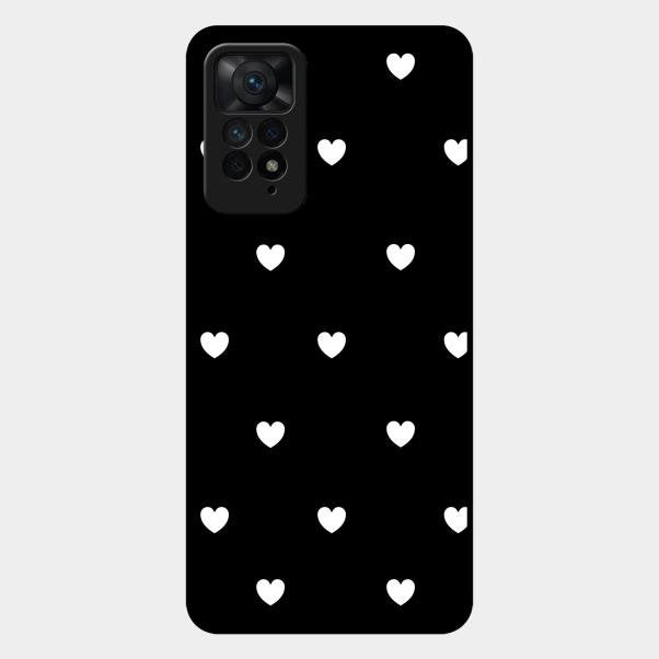 Heart Pattern Black Glass Case Cover For Redmi Note 11 Pro 5G
