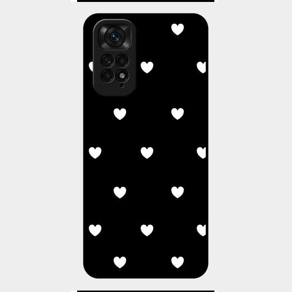 Heart Pattern Black Glass Case Cover For Redmi Note 11