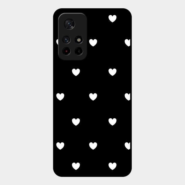 Heart Pattern Black Glass Case Cover For Redmi Note 11T 5G