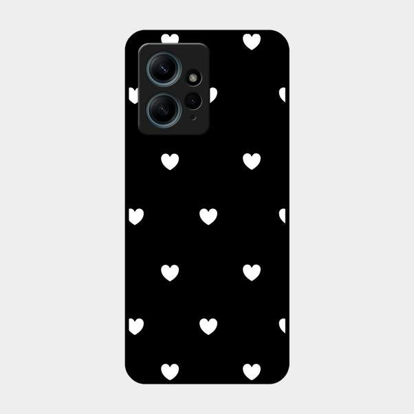 Heart Pattern Black Glass Case Cover For Redmi Note 12 4G