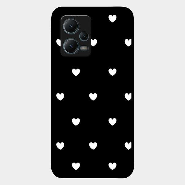 Heart Pattern Black Glass Case Cover For Redmi Note 12 5G