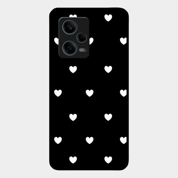 Heart Pattern Black Glass Case Cover For Redmi Note 12 Pro Plus 5G