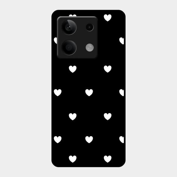 Heart Pattern Black Glass Case Cover For Redmi Note 13 5G