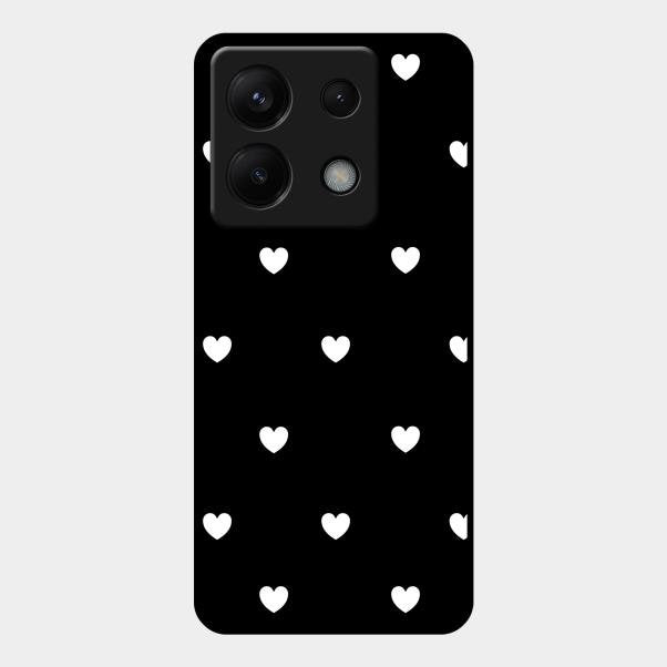Heart Pattern Black Glass Case Cover For Redmi Note 13 Pro 5G