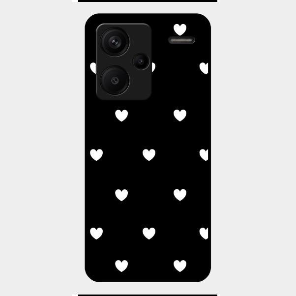 Heart Pattern Black Glass Case Cover For Redmi Note 13 Pro Plus 5G