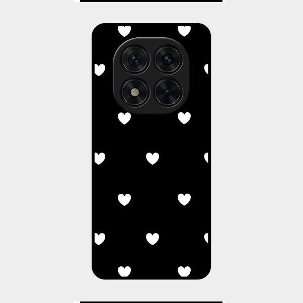 Heart Pattern Black Glass Case Cover For Redmi Note 14 Pro 5G