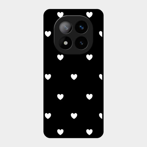Heart Pattern Black Glass Case Cover For Redmi Note 14 Pro Plus 5G