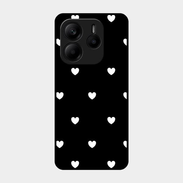 Heart Pattern Black Glass Case Cover For Redmi Note 14 Se 5G