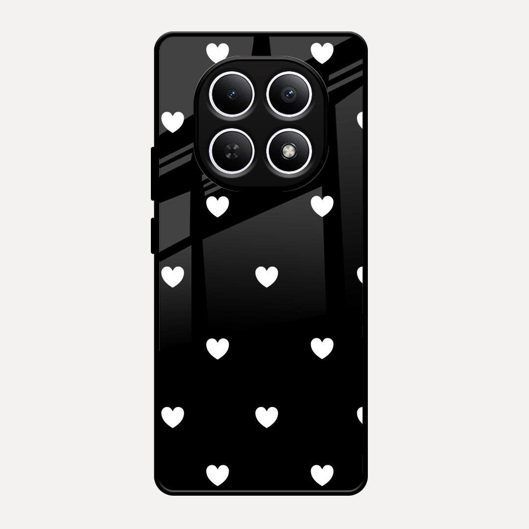 Heart Pattern Black Glass Case Cover For Redmi Note 15 5G