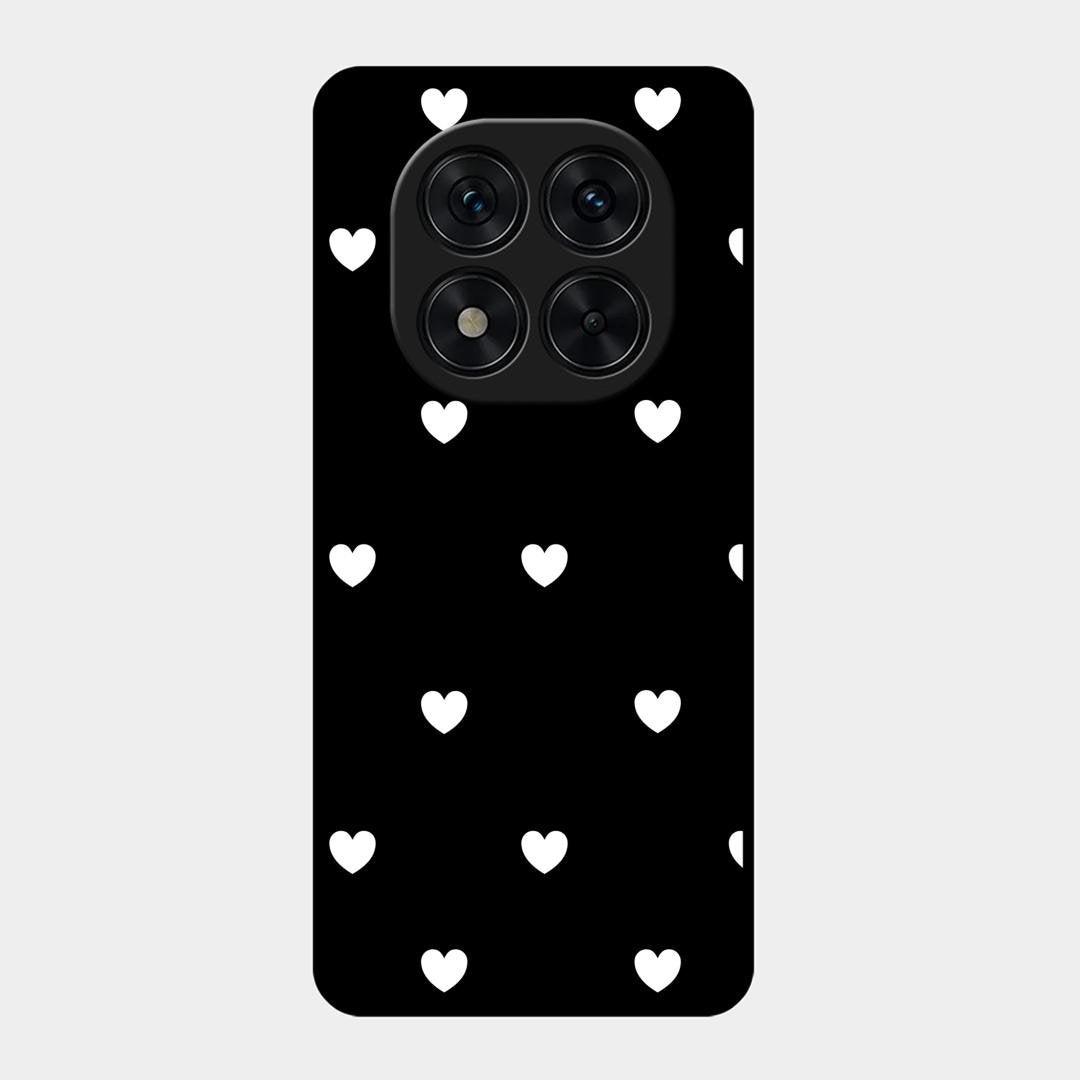 Heart Pattern Black Glass Case Cover For Redmi Note 15 Pro 5G