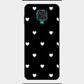 Heart Pattern Black Glass Case Cover For Redmi Note 9 Pro Max