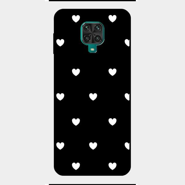 Heart Pattern Black Glass Case Cover For Redmi Note 9 Pro Max