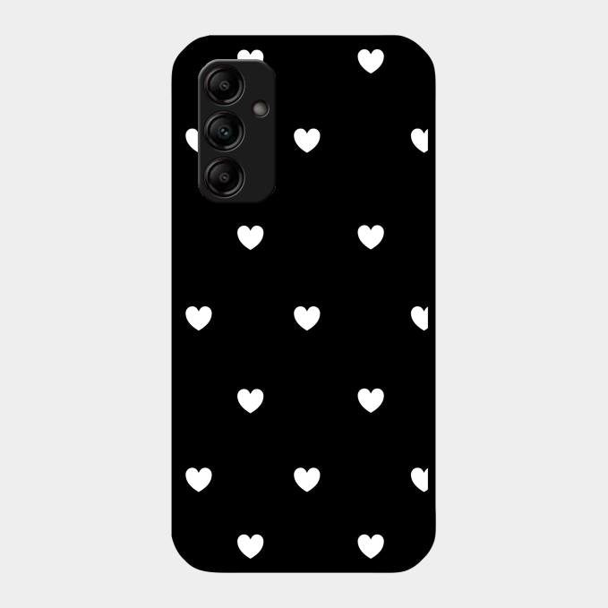 Heart Pattern Black Glass Case Cover For Samsung Galaxy A14 5G
