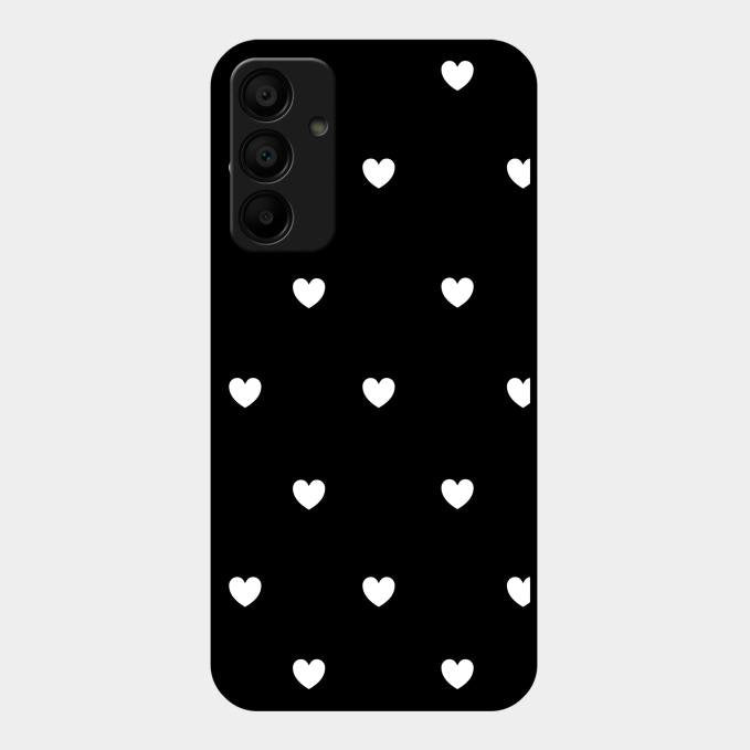 Heart Pattern Black Glass Case Cover For Samsung Galaxy A15 5G