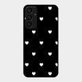 Heart Pattern Black Glass Case Cover For Samsung Galaxy A25 5G