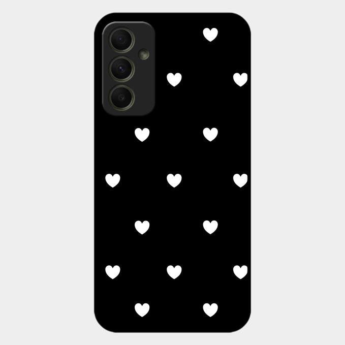 Heart Pattern Black Glass Case Cover For Samsung Galaxy A34 5G