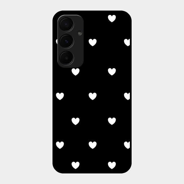 Heart Pattern Black Glass Case Cover For Samsung Galaxy A35 5G