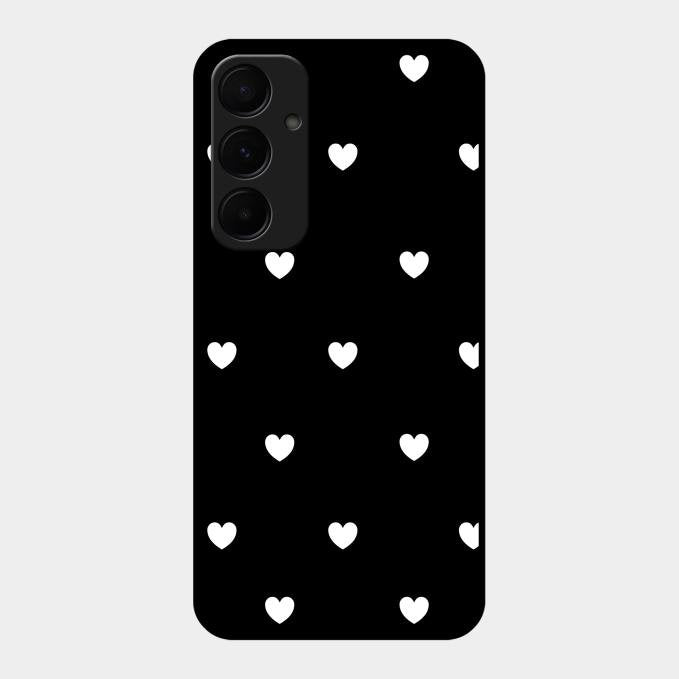 Heart Pattern Black Glass Case Cover For Samsung Galaxy A55 5G