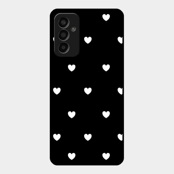 Heart Pattern Black Glass Case Cover For Samsung Galaxy M13