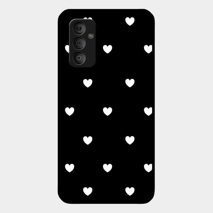 Heart Pattern Black Glass Case Cover For Samsung Galaxy F23 5G